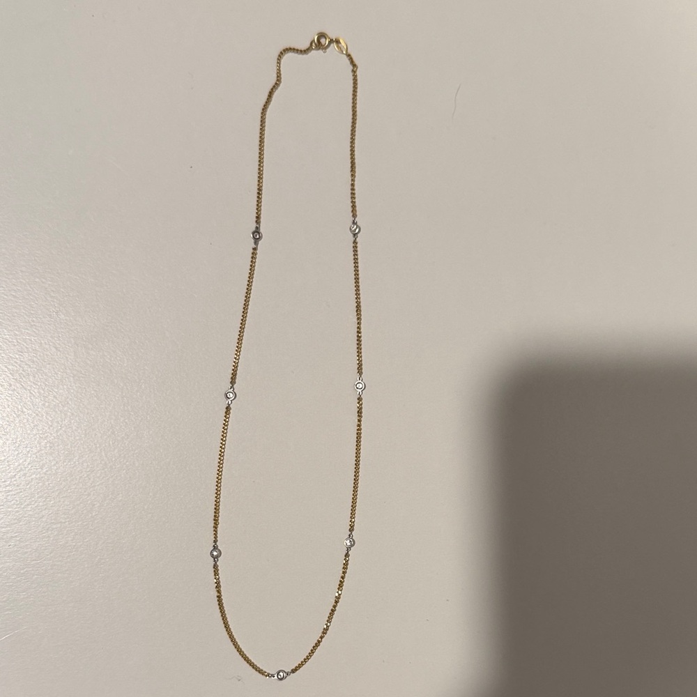 Diamond by the Yard Two-Tone Station Necklace - Gold with Platinum Accents 18’